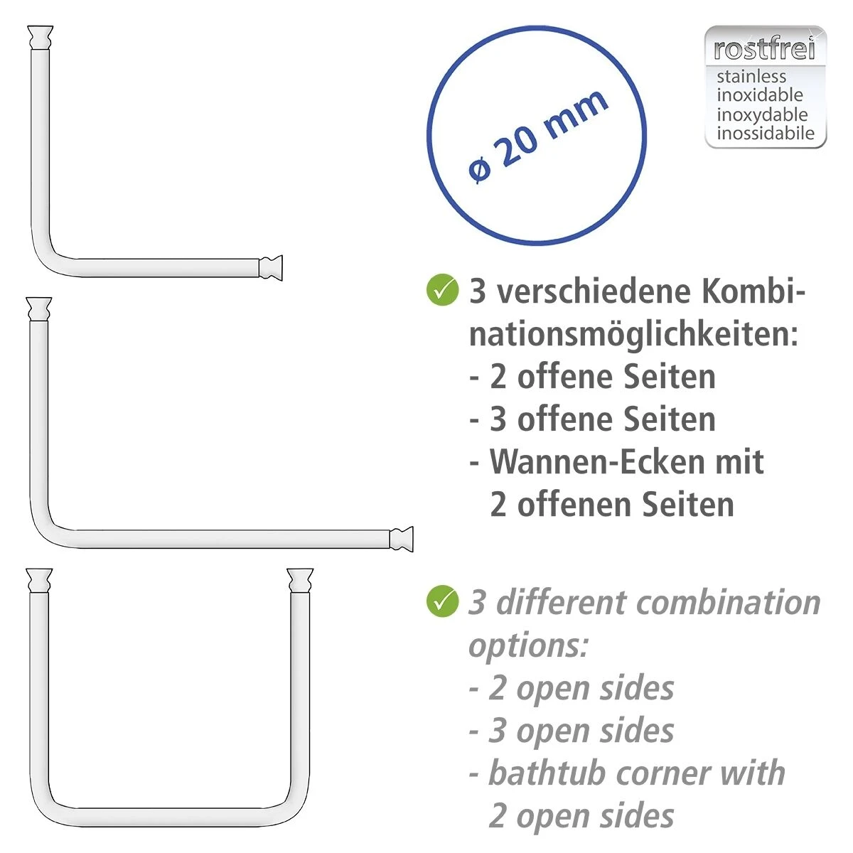 Wenko Hoekstang Universeel ø20mm Chroom 6 Wenko Hoekstang Universeel ø20mm Chroom - Afbeelding 4