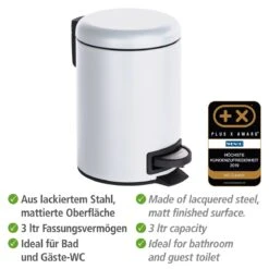 Wenko Leman Afvalemmer 3 Liter Wit Mat -hotbath winkel 22142100 en 05