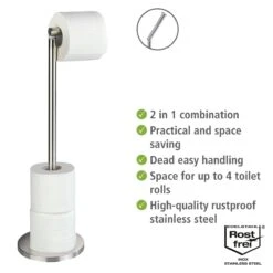 Wenko Staande Toiletrolhouder 2-in-1 RVS Mat 11 Wenko Staande Toiletrolhouder 2-in-1 RVS Mat -hotbath winkel 22985100 en 03