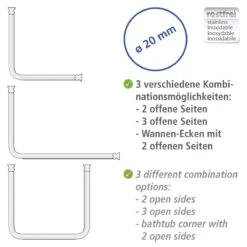 Wenko Hoekstang Universeel ø20mm Zwart -hotbath winkel 23565100 en 03