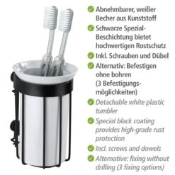 Wenko Classic Plus Tandenborstelbeker Zwart -hotbath winkel 23874100 en 04