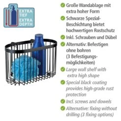 Wenko Classic Plus Wandrek Groot Zwart -hotbath winkel 23878100 en 04