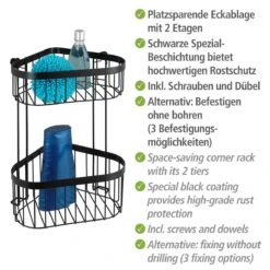 Wenko Classic Plus Hoekrek 2-laags Zwart -hotbath winkel 23882100 en 04