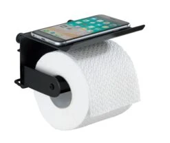 Wenko Classic Plus Toiletrolhouder Met Planchet Zwart