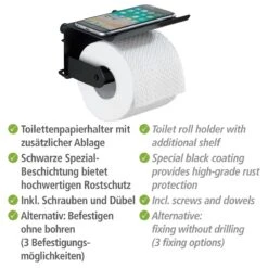 Wenko Classic Plus Toiletrolhouder Met Planchet Zwart -hotbath winkel 23885100 en 04