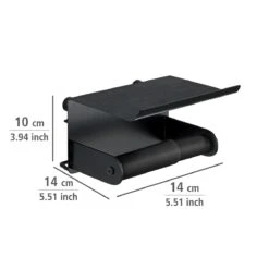 Wenko Classic Plus Toiletrolhouder Met Planchet Zwart -hotbath winkel 23885100 en 05