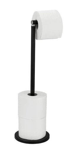 Wenko Staande Toiletrolhouder 2-in-1 Mat Zwart