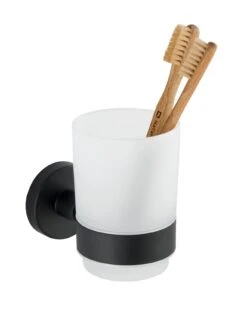 Wenko Bosio Tandenborstelbeker Uno RVS Zwart Mat 9 Wenko Bosio Tandenborstelbeker Uno RVS Zwart Mat -hotbath winkel 24234100 en 03