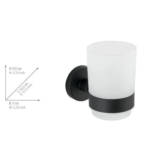 Wenko Bosio Tandenborstelbeker Uno RVS Zwart Mat 6 Wenko Bosio Tandenborstelbeker Uno RVS Zwart Mat - Afbeelding 4