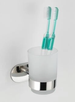 Wenko Orea Turbo-loc Tandenborstelbeker Uno RVS Glans -hotbath winkel 24281100 en 10