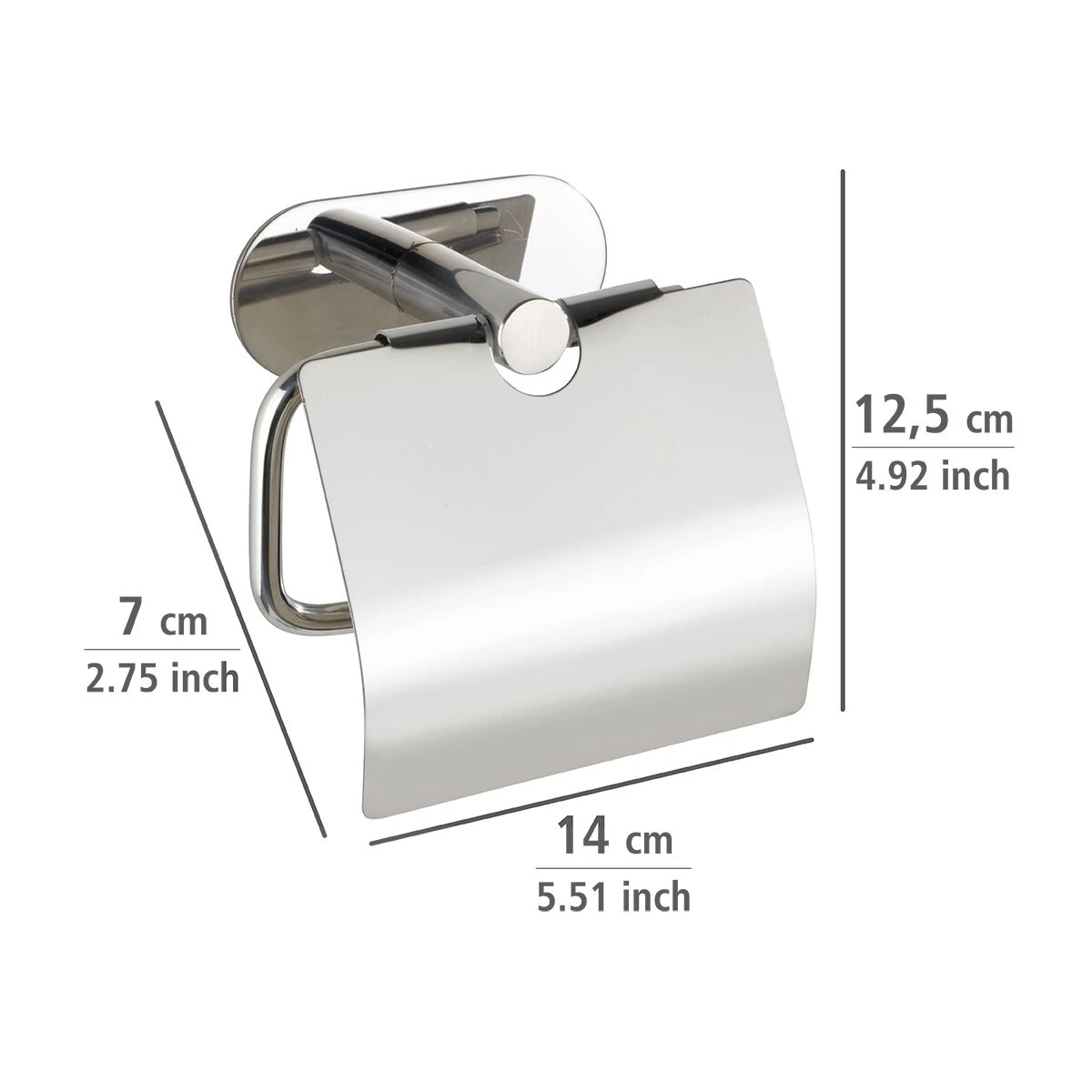 Wenko Orea Turbo-loc Toiletrolhouder Met Deksel RVS Glans 6 Wenko Orea Turbo-loc Toiletrolhouder Met Deksel RVS Glans - Afbeelding 4