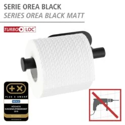 Wenko Orea Turbo-loc Toiletrolhouder RVS Zwart Mat -hotbath winkel 24287100 en 02