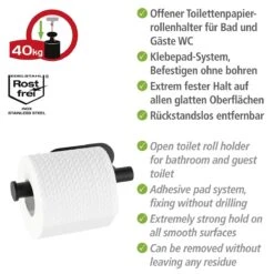 Wenko Orea Turbo-loc Toiletrolhouder RVS Zwart Mat -hotbath winkel 24287100 en 03