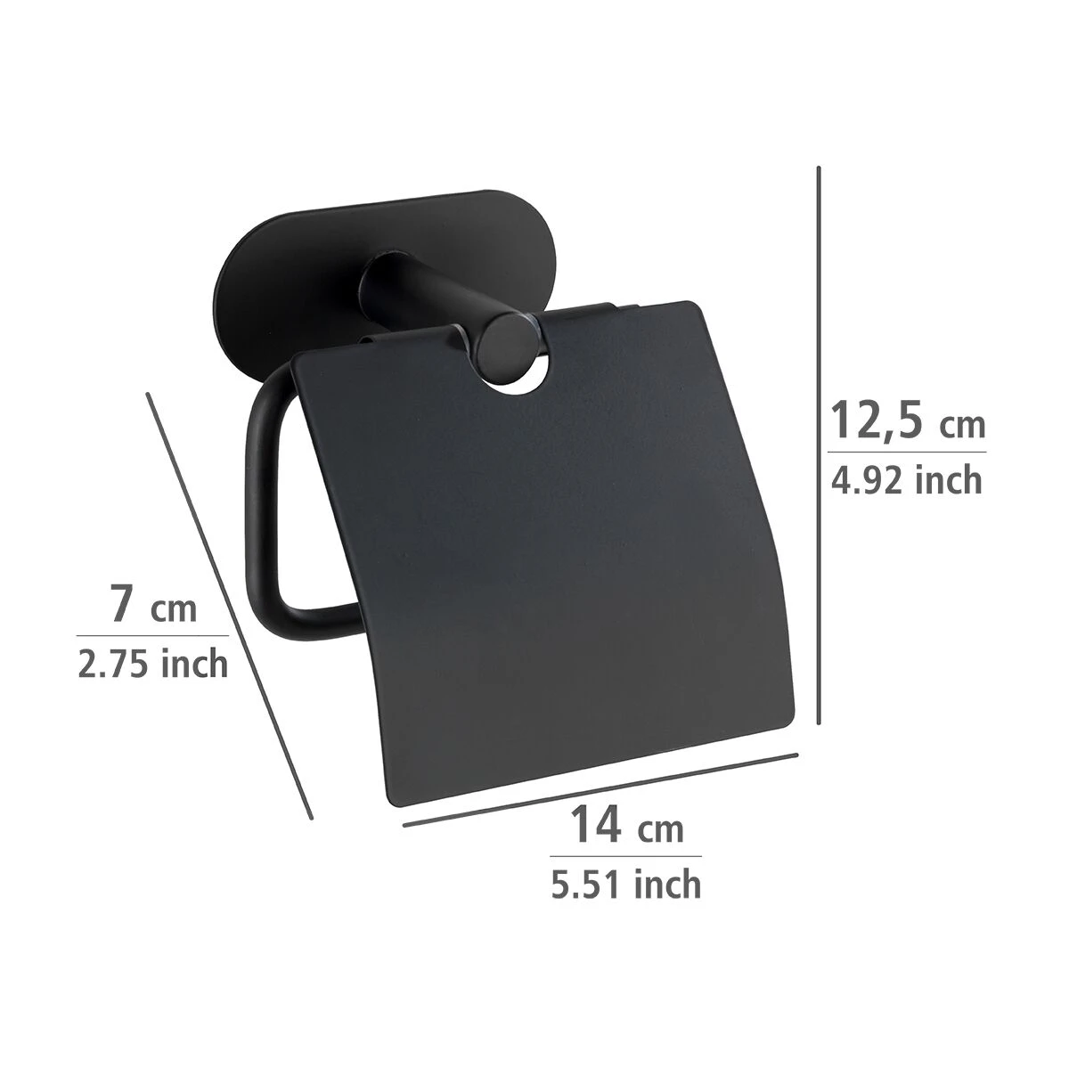 Wenko Orea Turbo-loc Toiletrolhouder Met Deksel RVS Zwart Mat 6 Wenko Orea Turbo-loc Toiletrolhouder Met Deksel RVS Zwart Mat - Afbeelding 4
