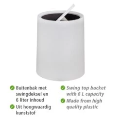 Wenko Atri Prullenbak 6 Liter Wit -hotbath winkel 25209100 a