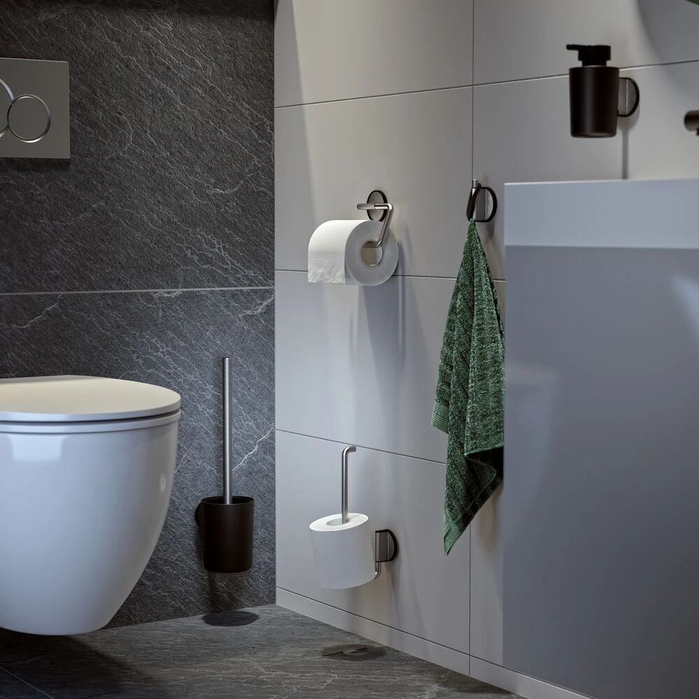 Tiger Tune Toiletrolhouder RVS Geborsteld / Zwart 5 Tiger Tune Toiletrolhouder RVS Geborsteld / Zwart - Afbeelding 3
