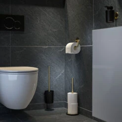Tiger Tune Toiletrolhouder Messing Geborsteld / Zwart 12 Tiger Tune Toiletrolhouder Messing Geborsteld / Zwart -hotbath winkel 4008911326055 4