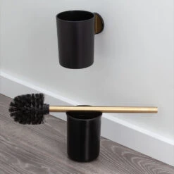 Tiger Tune Toiletborstel Met Houder Messing Geborsteld / Zwart -hotbath winkel 4008911327427 6