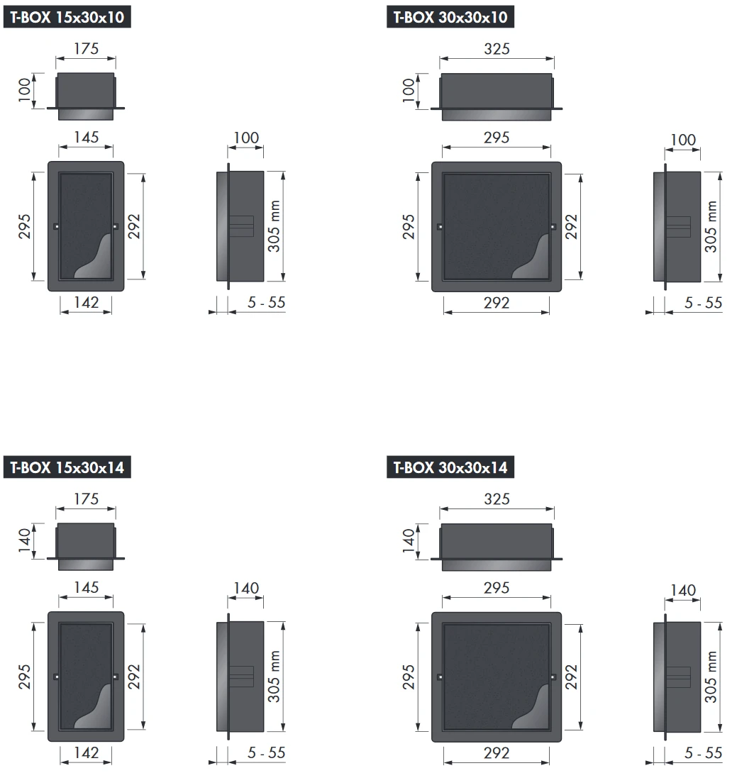 LoooX T-Box Inbouwnis Betegelbaar 30x30x10cm Antraciet 4 LoooX T-Box Inbouwnis Betegelbaar 30x30x10cm Antraciet - Afbeelding 2