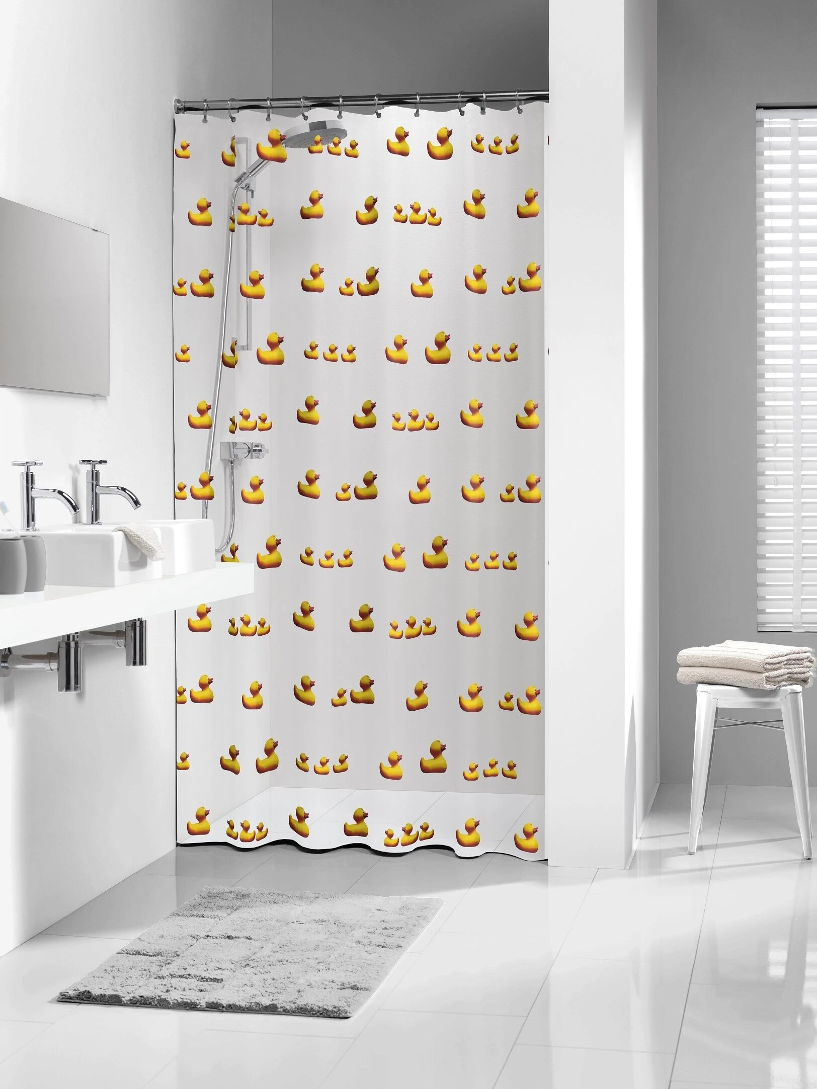 Sealskin Douchegordijn Duckling PEVA Geel Print 180x200 Cm 4 Sealskin Douchegordijn Duckling PEVA Geel Print 180x200 Cm - Afbeelding 2