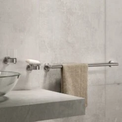 Geesa Nemox Glashouder Met Glas RVS Geborsteld -hotbath winkel 8712163160294 3