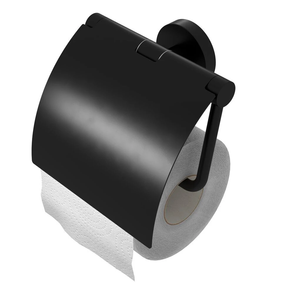 Geesa Nemox Toiletrolhouder Met Klep Zwart 3 Geesa Nemox Toiletrolhouder Met Klep Zwart