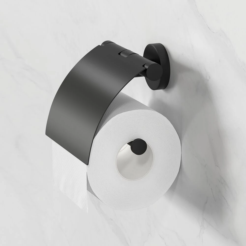 Geesa Nemox Toiletrolhouder Met Klep Zwart 5 Geesa Nemox Toiletrolhouder Met Klep Zwart - Afbeelding 3
