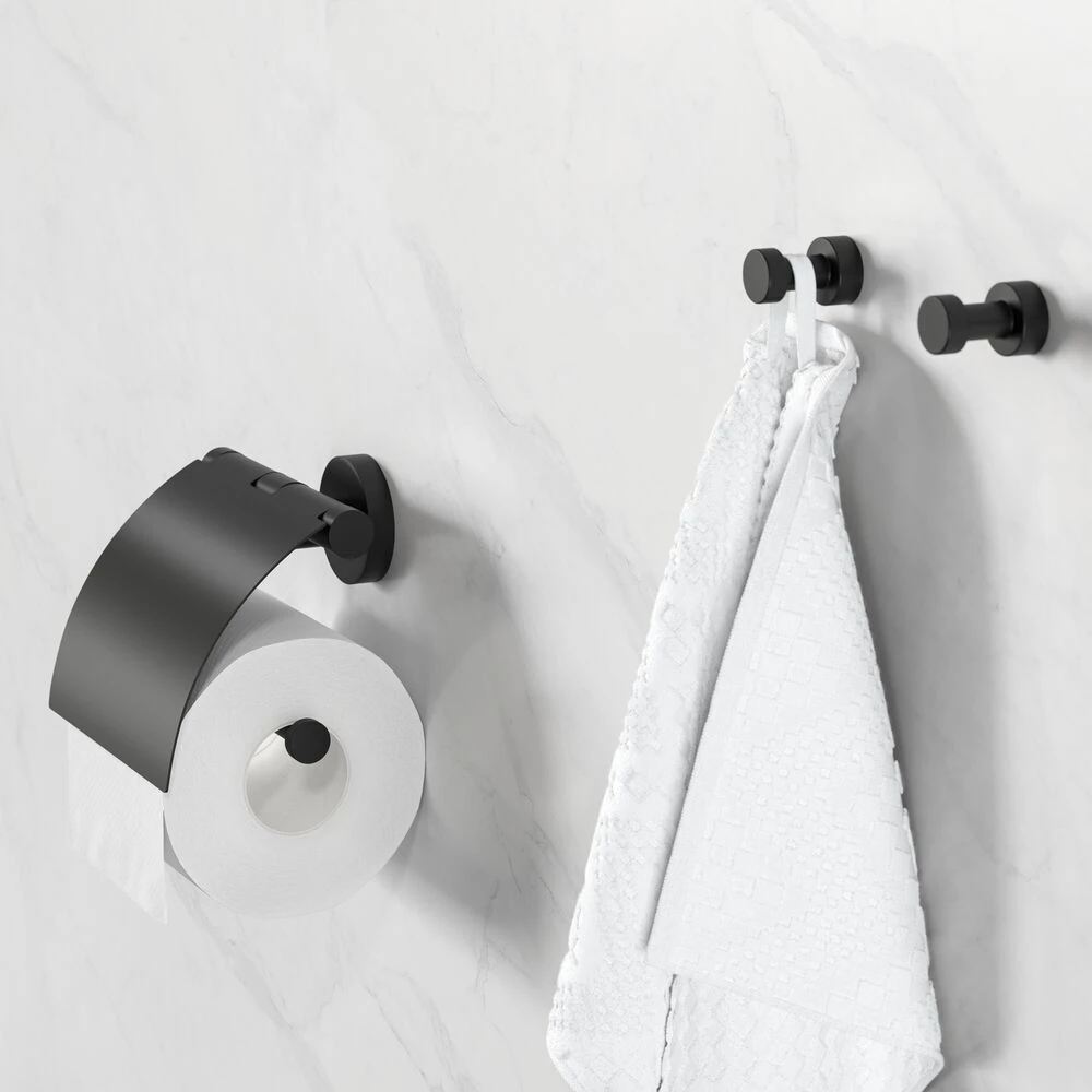 Geesa Nemox Toiletrolhouder Met Klep Zwart 6 Geesa Nemox Toiletrolhouder Met Klep Zwart - Afbeelding 4