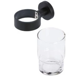 Geesa Nemox Glashouder Met Glas Zwart -hotbath winkel 8712163208095 2