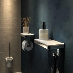 Geesa Frame Toiletrolhouder Met Planchet En (LED Licht)houder Wit/chroom -hotbath winkel 8712163210319 4