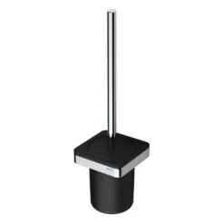 Geesa Frame Toiletborstel Met Houder Zwart/chroom Met Zwarte Borstelkop