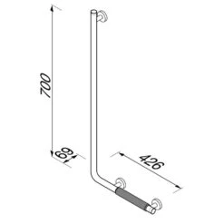 Geesa Comfort & Safety Wandbeugel 90° - Links Chroom -hotbath winkel 8712163212092 3