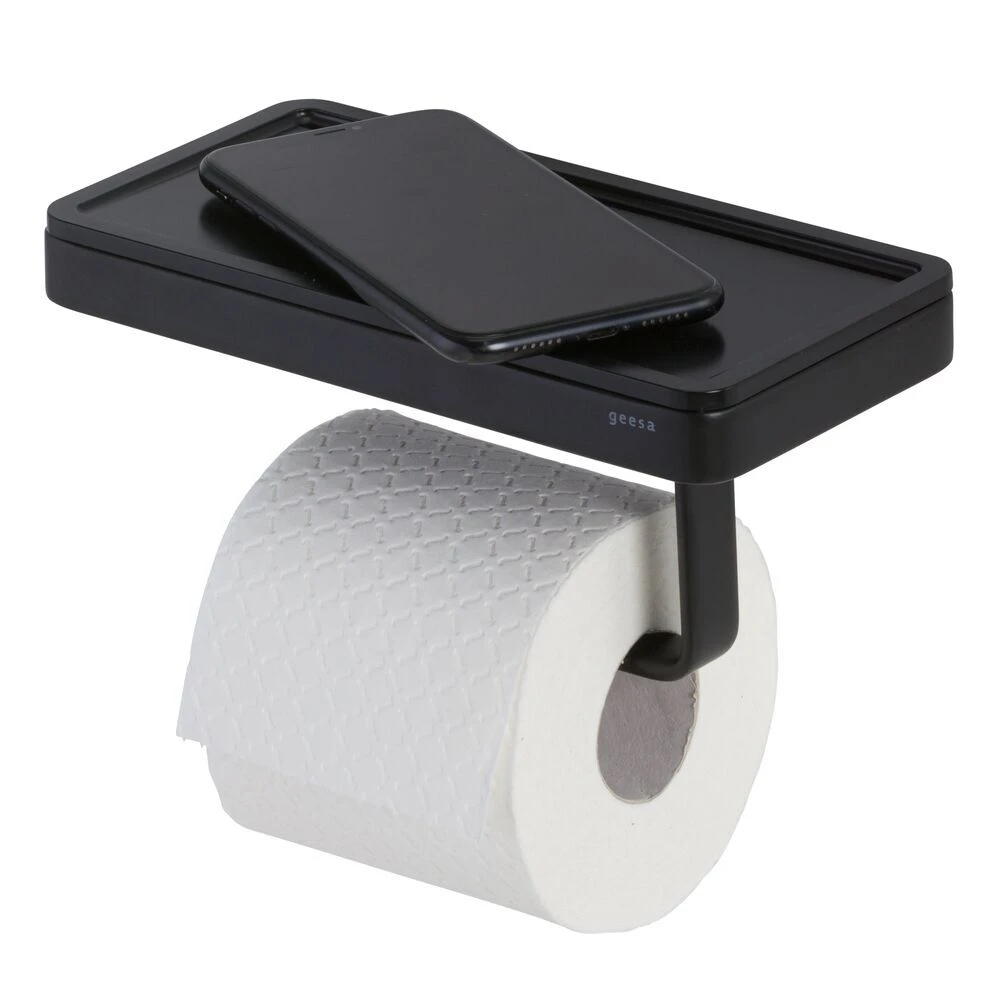 Geesa Frame Toiletrolhouder Met Planchet Zwart 3 Geesa Frame Toiletrolhouder Met Planchet Zwart