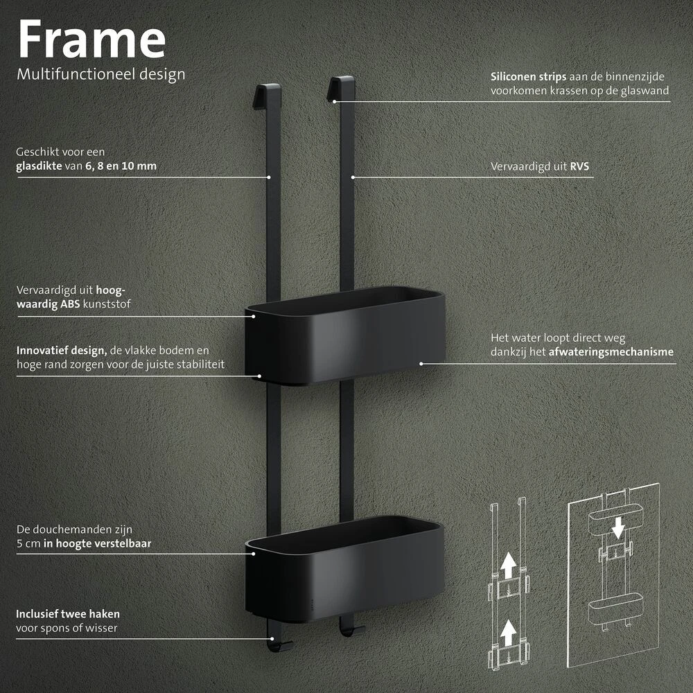 Geesa Frame Ophangbaar Doucherek 25cm Zwart 7 Geesa Frame Ophangbaar Doucherek 25cm Zwart - Afbeelding 5