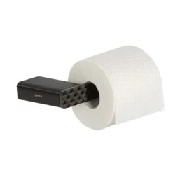 Geesa Shift Toiletrolhouder Zonder Klep Met Diamantpatroon Zwart Metaal Geborsteld Rechts