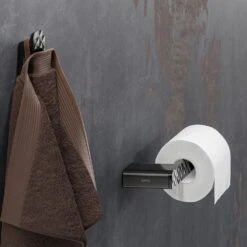 Geesa Shift Toiletrolhouder Zonder Klep Met Diamantpatroon Zwart Metaal Geborsteld Rechts -hotbath winkel 8712163214577 4
