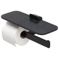 Geesa Shift Toiletrolhouder Dubbel Zwart Met Planchet Van Matzwarte Marmerlook
