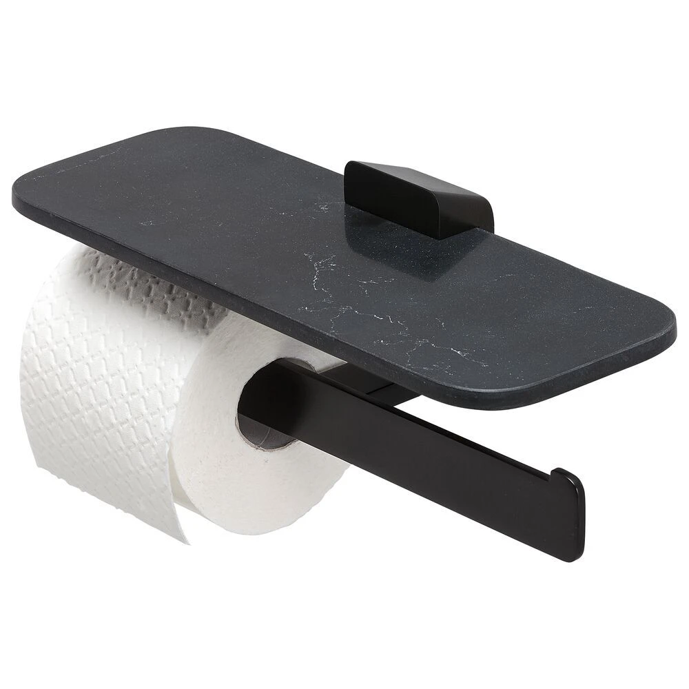 Geesa Shift Toiletrolhouder Dubbel Zwart Met Planchet Van Matzwarte Marmerlook 3 Geesa Shift Toiletrolhouder Dubbel Zwart Met Planchet Van Matzwarte Marmerlook