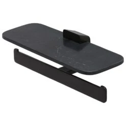 Alternative view of Geesa Shift Toiletrolhouder Dubbel Zwart Met Planchet Van Matzwarte Marmerlook