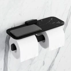 Geesa Shift Toiletrolhouder Dubbel Zwart Met Planchet Van Matzwarte Marmerlook 12 Geesa Shift Toiletrolhouder Dubbel Zwart Met Planchet Van Matzwarte Marmerlook -hotbath winkel 8712163214751 5