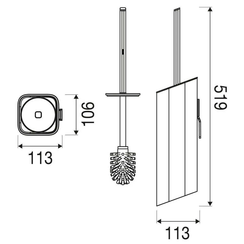 Geesa Shift Toiletborstel Met Houder Zwart Metaal Geborsteld 7 Geesa Shift Toiletborstel Met Houder Zwart Metaal Geborsteld - Afbeelding 5