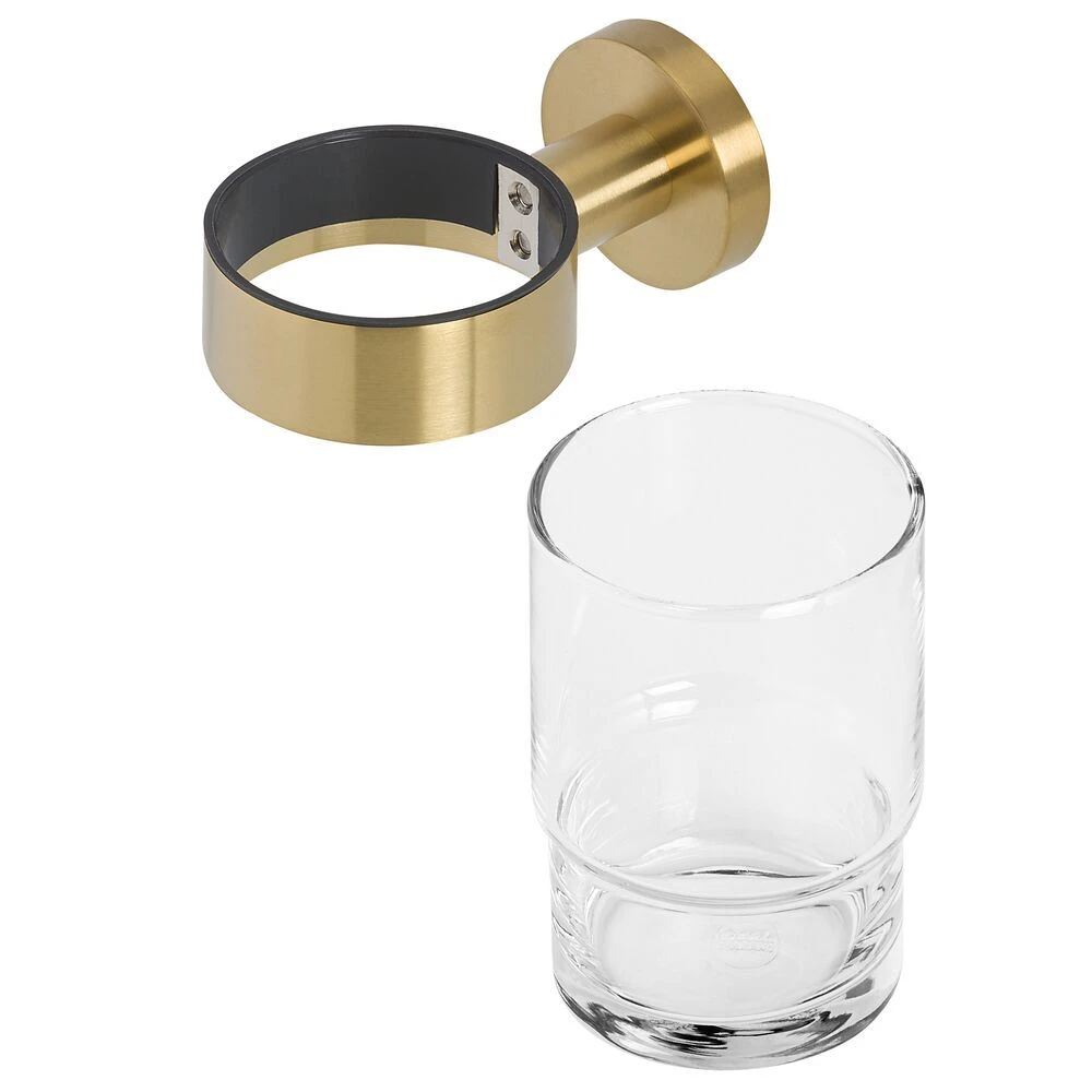 Geesa Nemox Glashouder Met Glas Goud Geborsteld 3 Geesa Nemox Glashouder Met Glas Goud Geborsteld - Afbeelding 2