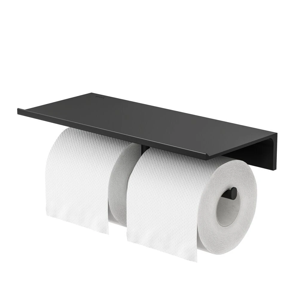 Geesa Leev Planchet 28cm Met Toiletrolhouder Zonder Klep Dubbel Zwart 4 Geesa Leev Planchet 28cm Met Toiletrolhouder Zonder Klep Dubbel Zwart - Afbeelding 2