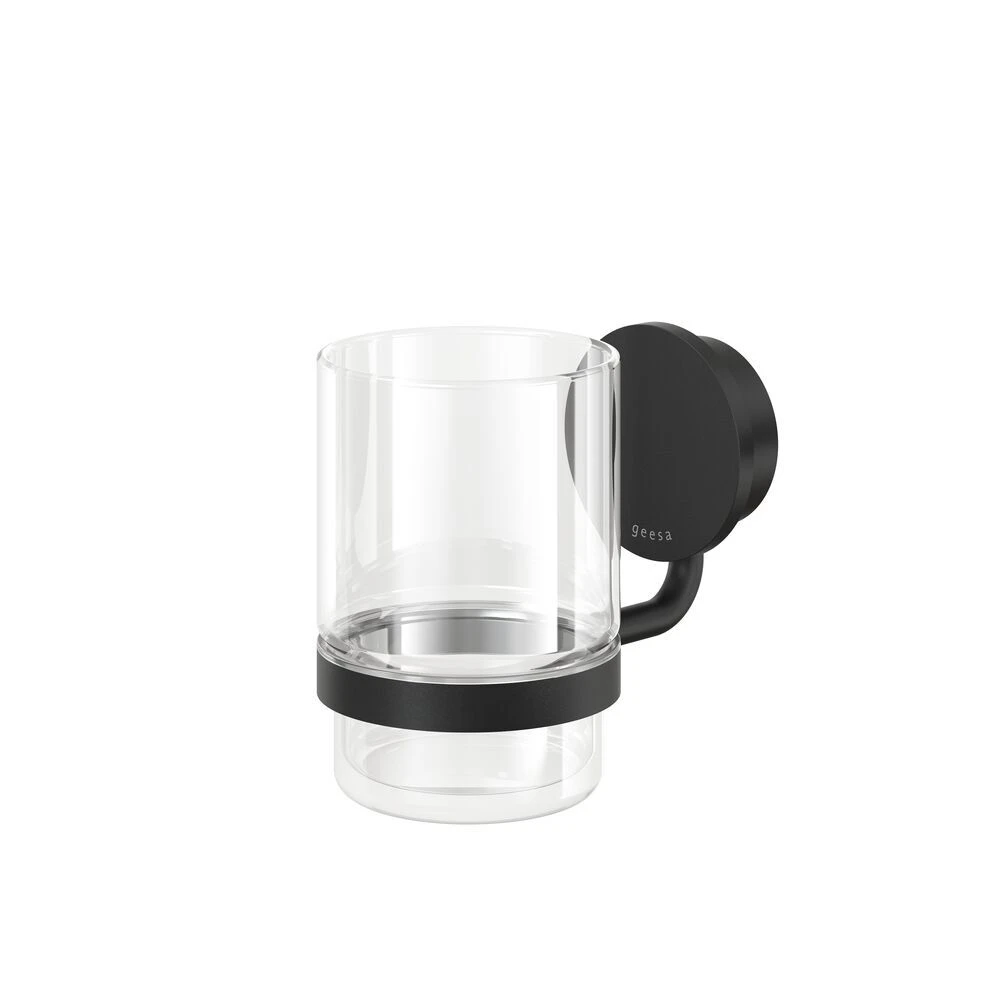 Geesa Opal Glashouder Met Glas Zwart 3 Geesa Opal Glashouder Met Glas Zwart
