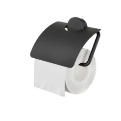 Geesa Opal Toiletrolhouder Met Klep Zwart