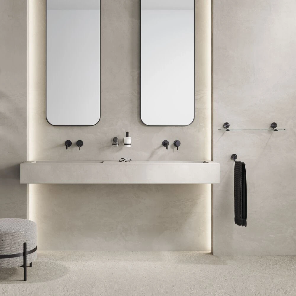 Geesa Opal Glashouder Met Glas Zwart Metaal Geborsteld 5 Geesa Opal Glashouder Met Glas Zwart Metaal Geborsteld - Afbeelding 3