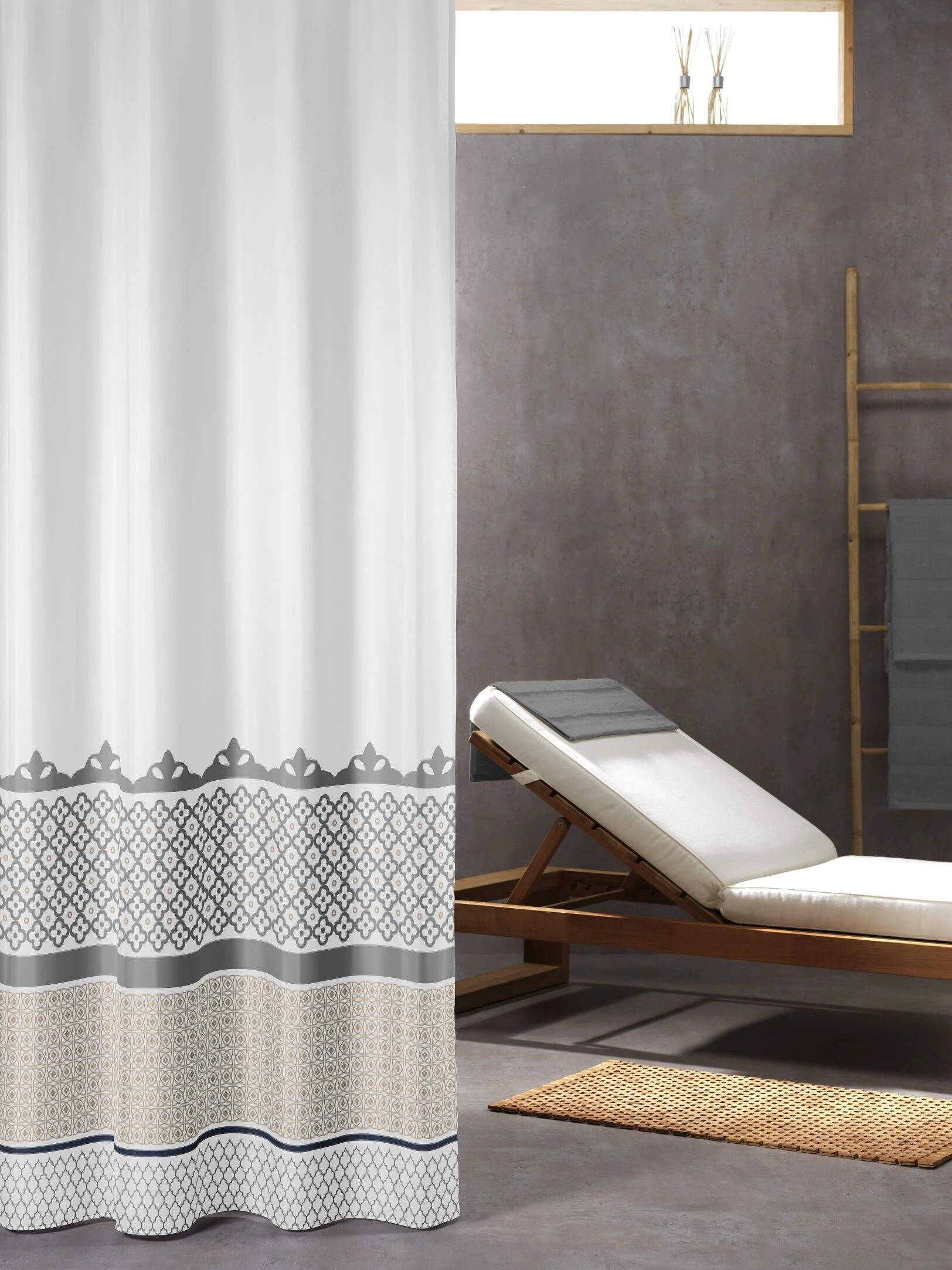 Sealskin Douchegordijn Marrakech 100% Polyester Zilver Print 180x200 Cm 5 Sealskin Douchegordijn Marrakech 100% Polyester Zilver Print 180x200 Cm - Afbeelding 3