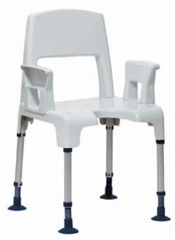 Aquatec Pico Douchestoel M. Rugleuning En Verstelbare Armsteunen M. Verstelbare Poten Wit