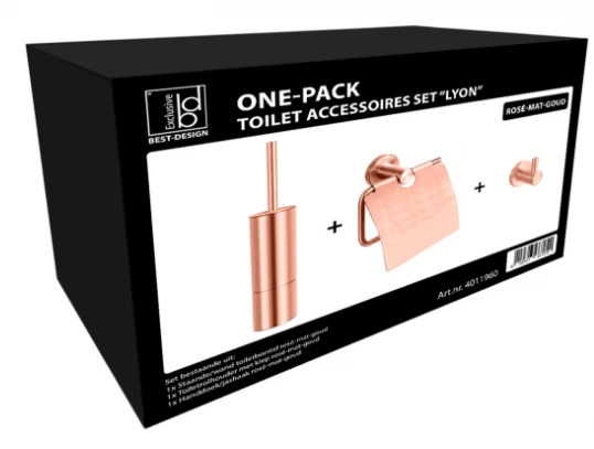 Best Design Lyon Toilet Accessoires Set Rosé Goud 4 Best Design Lyon Toilet Accessoires Set Rosé Goud - Afbeelding 2