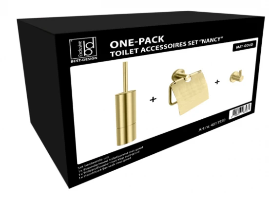 Best Design Nancy Toilet Accessoires Set Mat Goud 4 Best Design Nancy Toilet Accessoires Set Mat Goud - Afbeelding 2